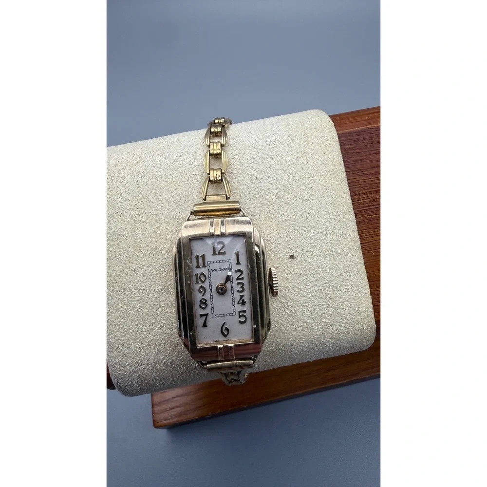 Vintage Waltham Art Deco 9 Jewel Watch 10K RGP Brunner Band Parts Repair